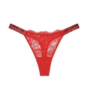 NWT Victoria's Secret Very Sexy Shine‎ Strap Thong Sz XL - Cherry Red Lace